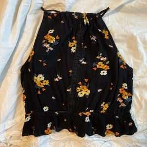 Black floral tank top
